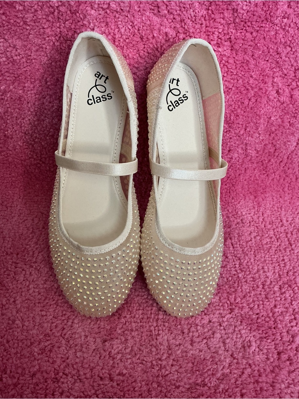 art class Cream Rhinestone Mary Jane Girls' Dress Shoes